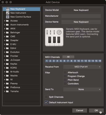 Studio One - MIDI-apparaten configureren - Stap 3