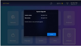 Screenshot van de systeem update instellingen