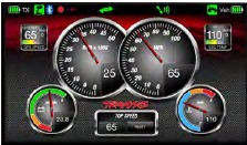 Het aanpasbare Traxxas Link dashboard levert real-time gegevens over rpm, snelheid, temperatuur en spanning.