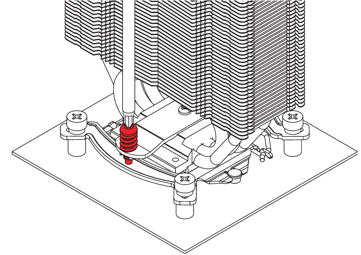 LGA1700, LGA1200 & LGA115x - Koellichaam / CPU bevestigen - Stap 2