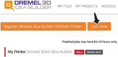Camera gebruiken via Dremel Cloud Platform - Stap 2