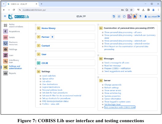 Test verbinding met COBISS DGW