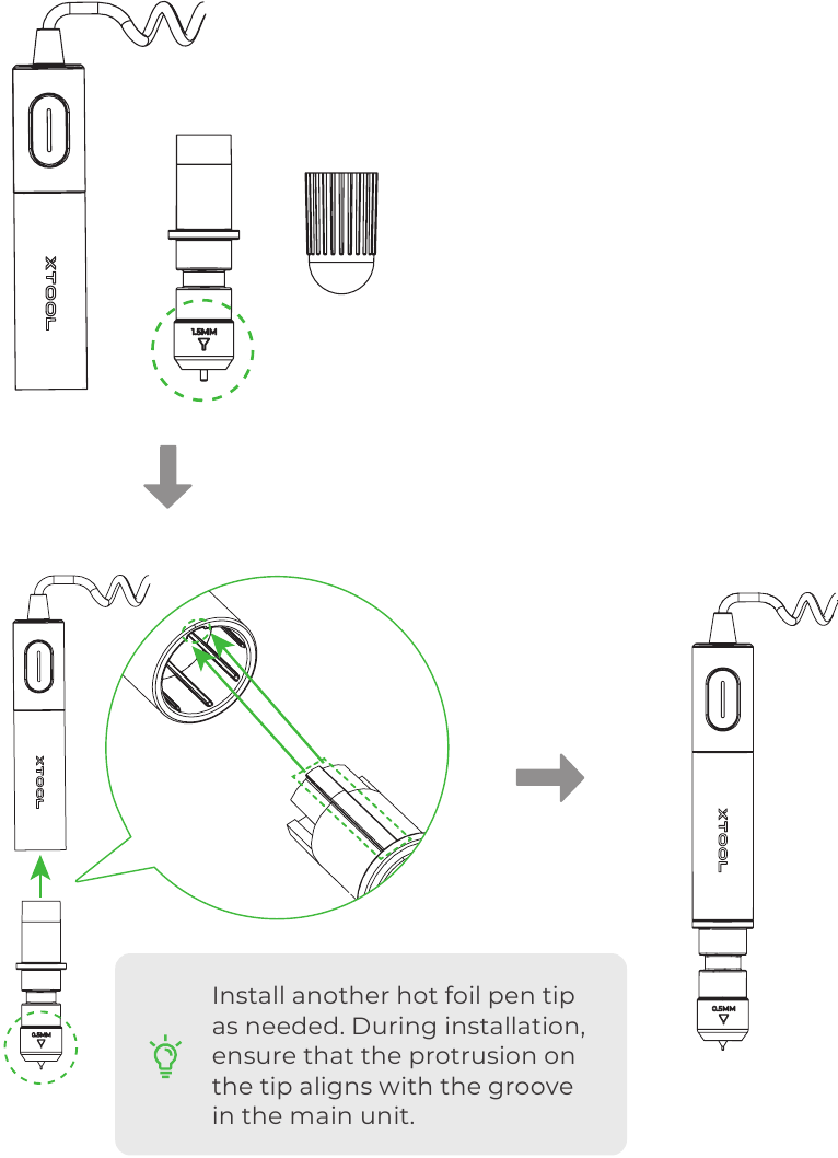 Gebruik - Vervang de punt van de hot foil pen - Stap 2