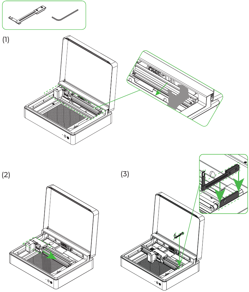 Gebruik - Installeer de hot foil pen - Stap 1