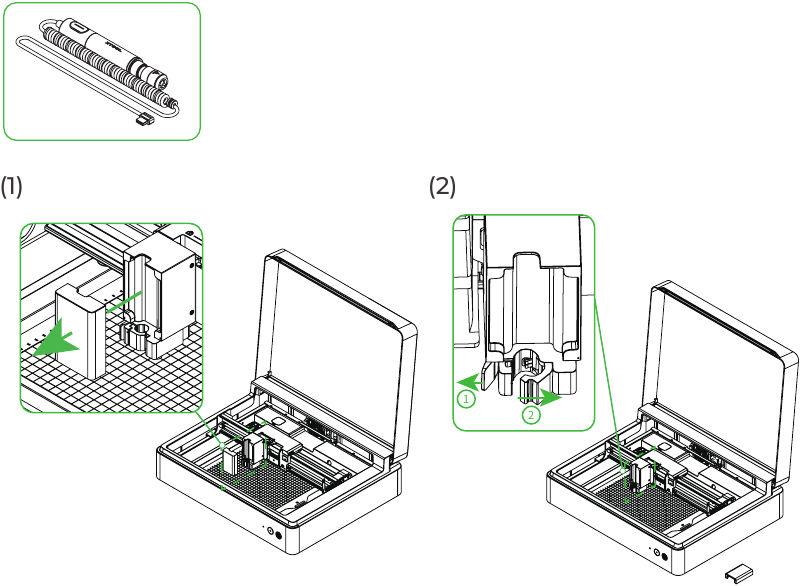 Gebruik - Installeer de hot foil pen - Stap 3