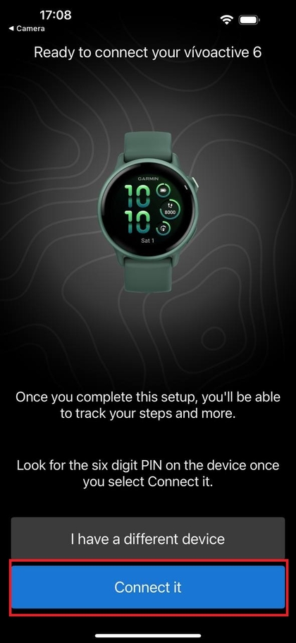 Koppelingsscherm in de Garmin Connect-app