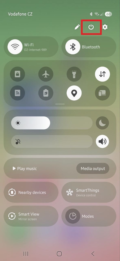 Powerpictogram in Quick Settings (Snelle instellingen)