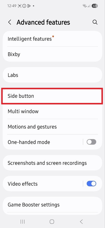 Instellingen Side Button (Zijkantknop)