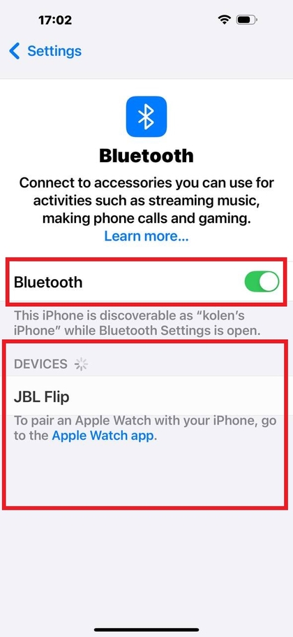 Bluetooth-instellingen op iPhone