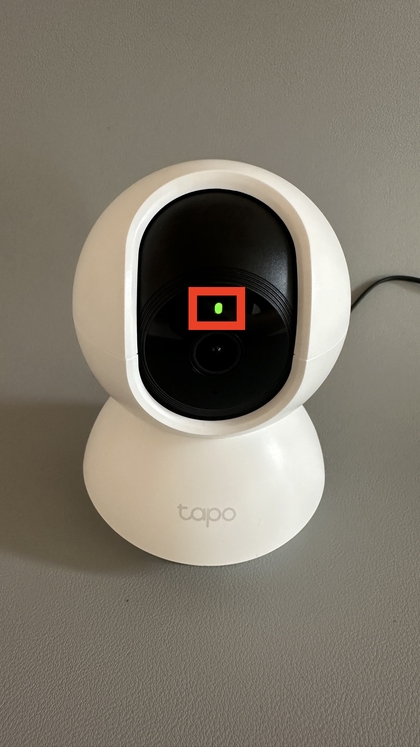 TP-Link Tapo C200-camera ingeschakeld met indicatielampjes