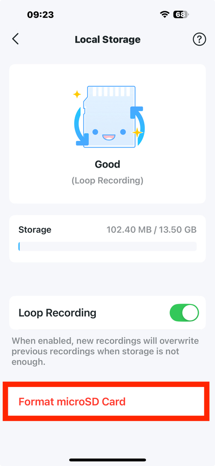 Micro SD-kaart formatteren met de Tapo-app
