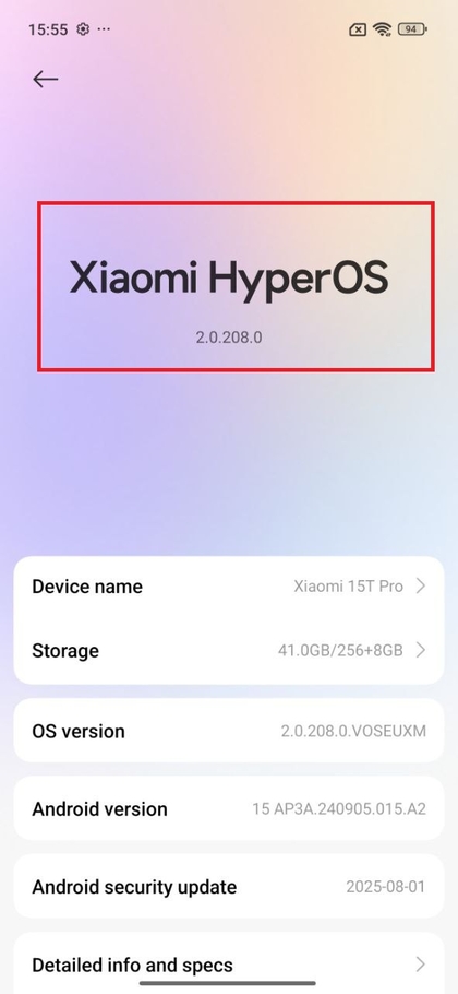 Toegang tot het HyperOS-gedeelte op Xiaomi 15T Pro