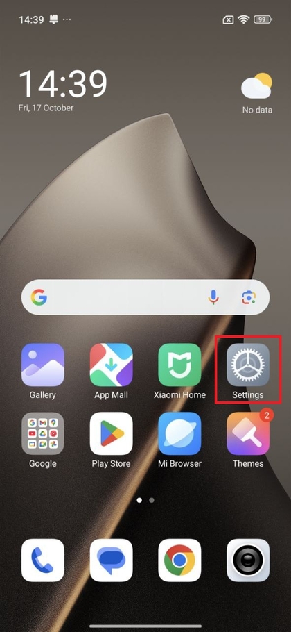 Xiaomi 15T instellingen app icoon