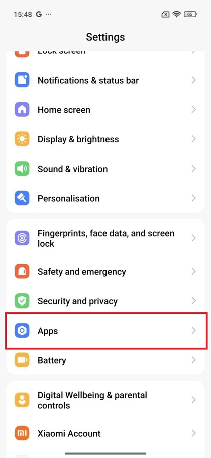 Navigeren naar de apps-sectie op Xiaomi 15T Pro