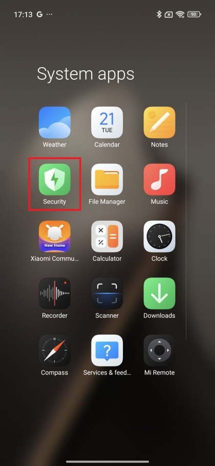 Security app-icoon op Xiaomi 15T