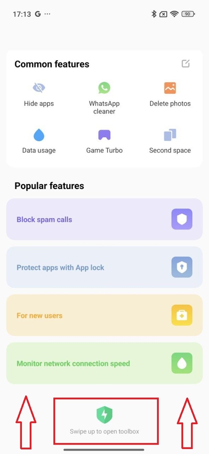 Toolbox in Xiaomi Security app