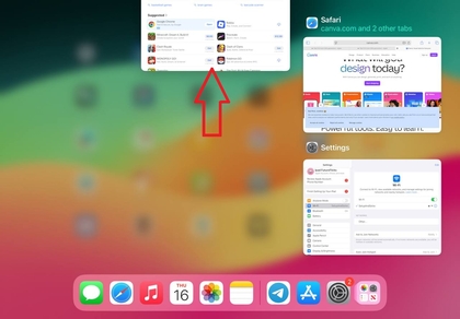 App sluiten door omhoog te vegen op iPad 10e generatie