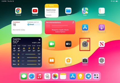 iPad 10e generatie Instellingen-app icoon