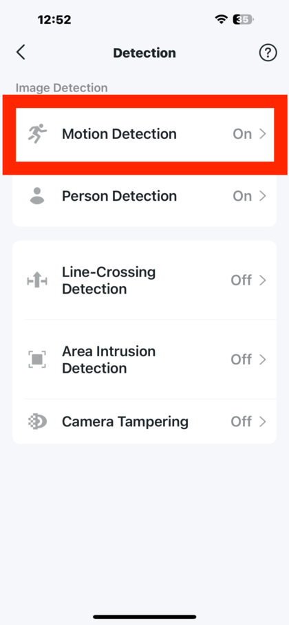 Instellingen voor bewegingsdetectie in de Tapo-app