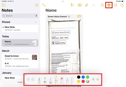 Markup tool op iPad