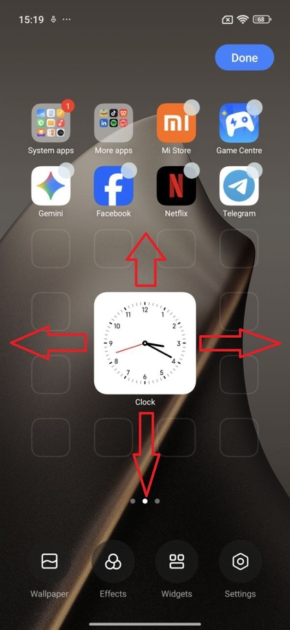 Sleep en plaats de widget