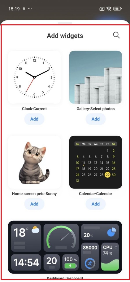 Selecteer en voeg een widget toe