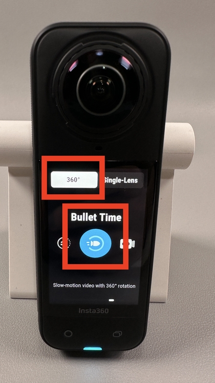 360&deg; en Bullet Time-modus selecteren op INSTA360 X5
