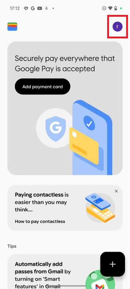 Accountopties in Google Wallet op Nothing Phone 3