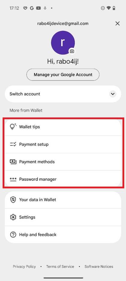 Google Wallet-instellingen op Nothing Phone 3