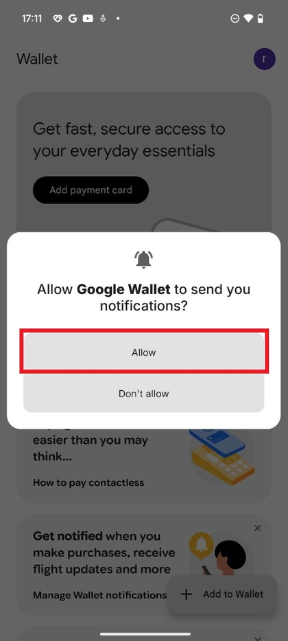 Toestemmingsprompt voor Google Wallet op Nothing Phone 3