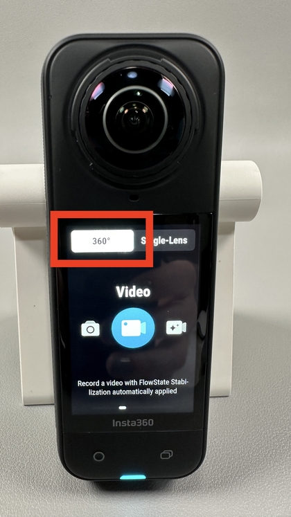 Selectie van 360 videomodus op INSTA360 X5