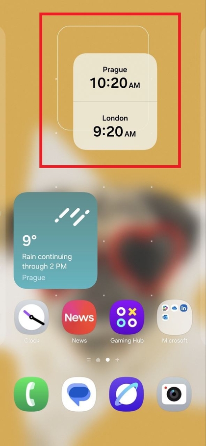 Dual Clock Widget positioneren