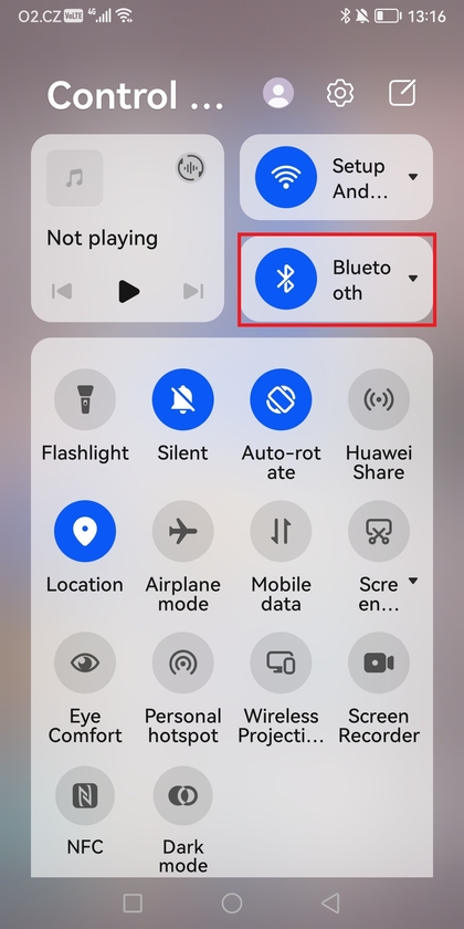 Bluetooth-pictogram op Android-bedieningspaneel