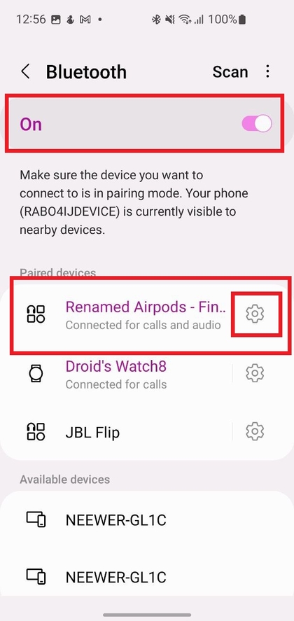 Lijst met Bluetooth-apparaten op Android