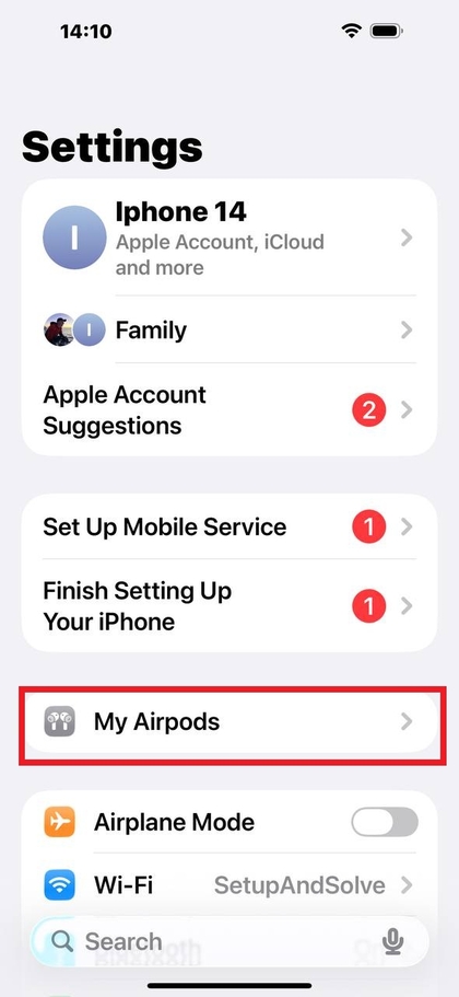 Toegang tot het instellingenmenu van AirPods