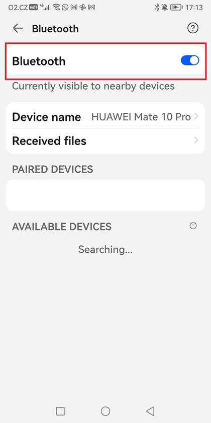 Bluetooth ingeschakeld op Android-telefoon