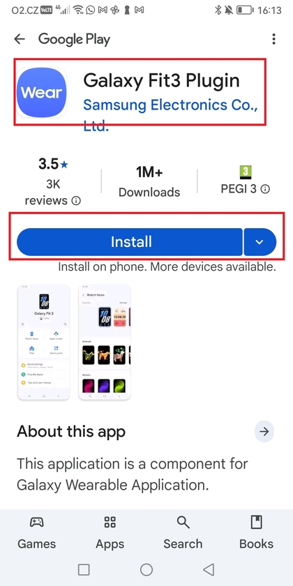 Installatie van de Galaxy Fit 3-plugin in de Play Store