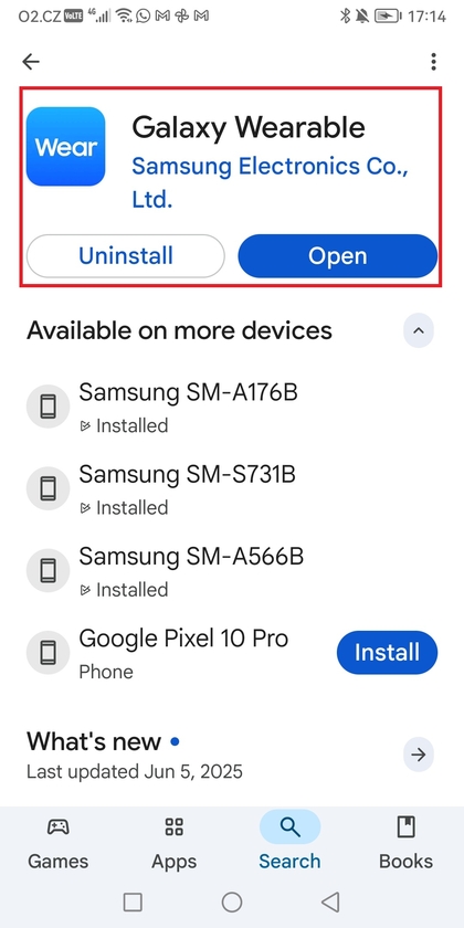 Galaxy Wearable-app in de Google Play Store
