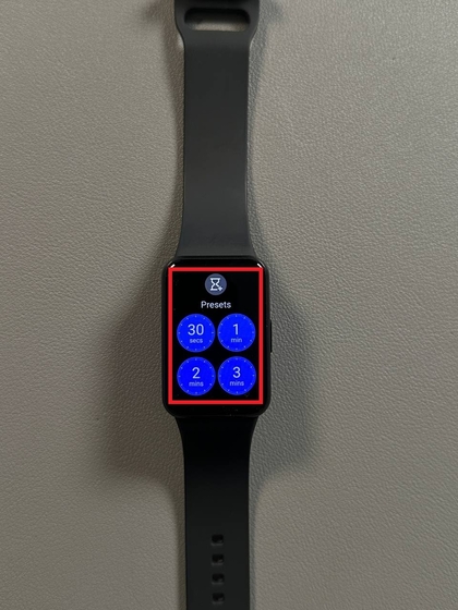 Vooraf ingestelde timeropties op de Samsung Galaxy Fit 3