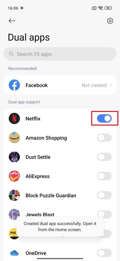 Schakelaar voor het klonen van apps op POCO F7