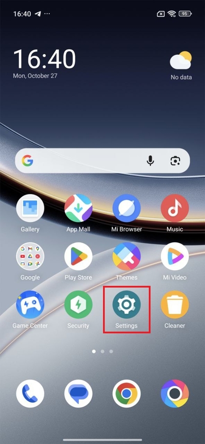 POCO F7 instellingen app icoon