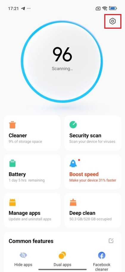 Beveiligings app instellingen op POCO F7