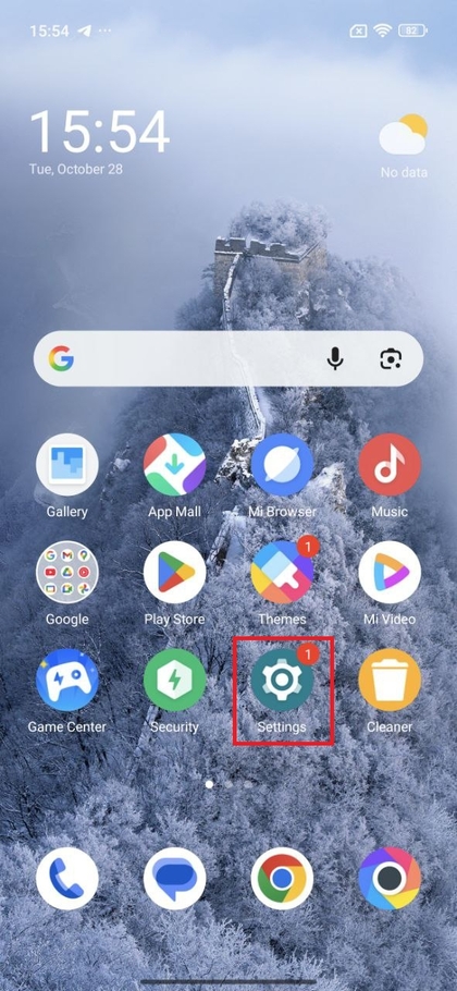 Instellingenpictogram op het startscherm van POCO F7