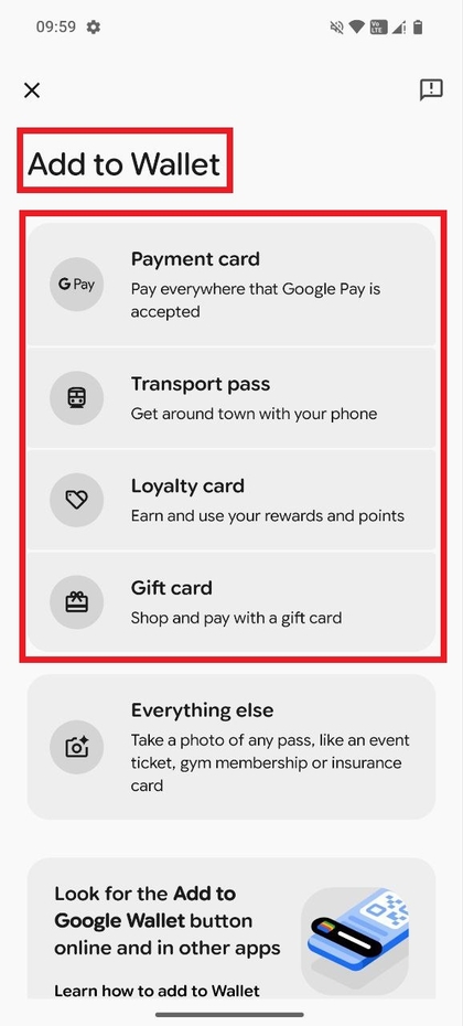 Items toevoegen aan Google Wallet