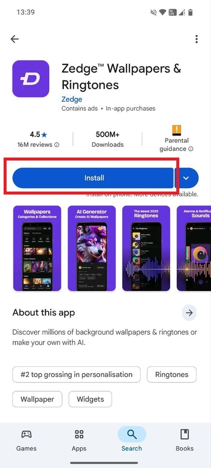Zedge Wallpapers app downloaden van de Play Store