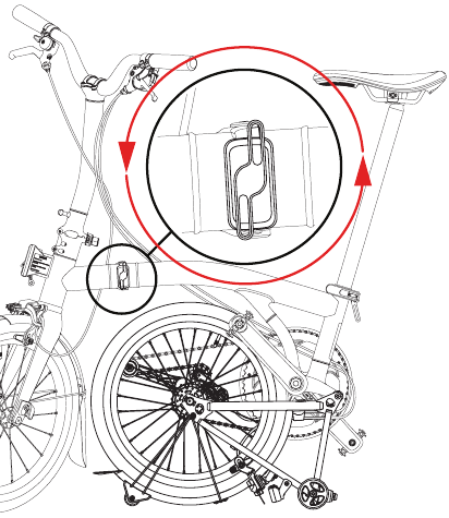 De fiets opvouwen - Stap 3 - Maak het scharnier los