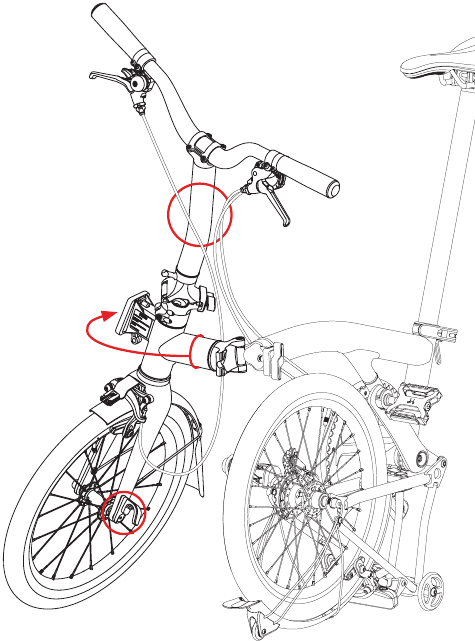 De fiets opvouwen - Stap 4 - Vouw het voorframe