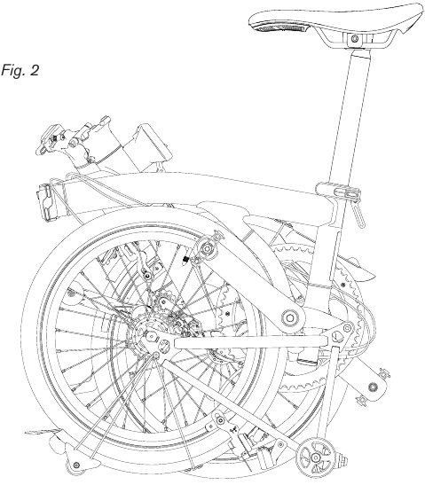 De fiets duwen/trekken in opgevouwen toestand