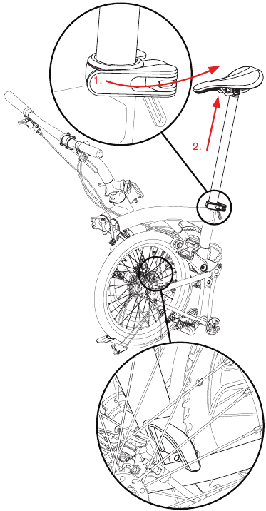 De fiets uitvouwen - Stap 4 - Zadel verhogen