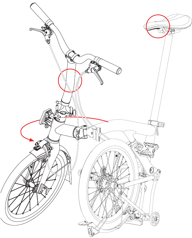 De fiets uitvouwen - Stap 5 - Optillen om los te haken